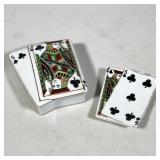 #82 (2pc) PORCELAIN PLAYING CARD TRINKET DISH & BOX WITH COVER | Porcelain covered trinket box model
