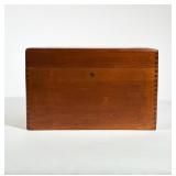 (1pc) WOODEN DOVETAIL BOX WITH BRASS BAIL HANDLES | Rectangular wooden box with visible finger (dove