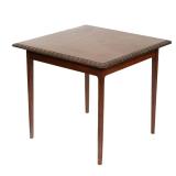 MAHOGANY SQUARE SIDE TABLE WITH CARVED EDGE | Square mahogany top with an applied carved repeating o
