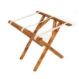 RUSTIC LOG LUGGAGE RACK WITH CANVAS STRAPS | Rustic luggage rack constructed from peeled log members