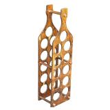 WOODEN 10-BOTTLE WINE RACK WITH TURNED DOWEL HANDLE | Freestanding wooden wine rack composed of two 