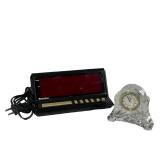 (2pc) WATERFORD CRYSTAL DESK CLOCK WITH WESTCLOX ALARM CLOCK (2 PIECES) | Lot of two clocks: a clear