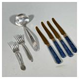 (7pc) VINTAGE MIXED STERLING AND COMPOSITE FLATWARE LOT INCLUDING 1939 WORLD