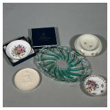(5pc) Assorted Ceramic And Crystal Lot, Including Royal Worcester Trinket Dish | Group of assorted c