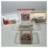Large Lot Of Manicure Accessories | Five plastic storage baskets contain a mixed lot of manicure and