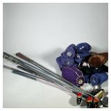 (20pc) ASSORTED PING, CALLAWAY AND SPALDING GOLF CLUBS WITH HEADCOVERS AND TEES