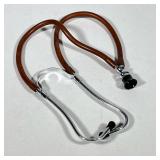 VINTAGE BINAURAL STETHOSCOPE WITH CHROME BINAURALS AND BROWN RUBBER TUBING