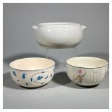 (3pc) THREE VINTAGE POTTERY BOWLS INCLUDING HALL