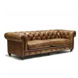RESTORATION HARDWARE TUFTED LEATHER CHESTERFIELD SOFA [NEAR NEW] | Tufted roll-arm Chesterfield sofa