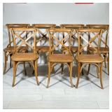 (7pc) ARHAUS CADENCE BISTRO CHAIRS WITH WOVEN RATTAN SEATS | Set of eight X-back bentwood dining cha