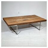 LILLIAN AUGUST RECLAIMED WOOD TOP WITH STAINLESS STEEL BASE COFFEE TABLE | Rectangular reclaimed woo