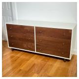 ROOM & BOARD MODA SIX-DRAWER DRESSER, WHITE FRAME WITH WALNUT DRAWER FRONTS | Six-drawer dresser wit