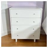 WHITE MID-CENTURY 4-DRAWER DRESSER | Painted white four-drawer dresser with flat drawer fronts, pair