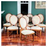 (8pc) FORTUNOFF OVAL MEDALLION BACK DINING CHAIRS | Set of eight Neoclassical–style dining chairs wi