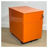BISLEY ORANGE POWDER-COATED STEEL TWO-DRAWER MOBILE FILING CABINET | This mobile filing cabinet is c