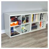 PAIR OF WHITE 4-CUBE STORAGE SHELVING UNITS | Pair of white two-by-two cube shelving units, each wit