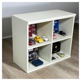 WHITE LAMINATE FOUR CUBE STORAGE ORGANIZER | This white laminate storage unit features a four-cube o