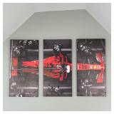 TRIPTYCH FERRARI F1 #16 CANVAS WALL ART GICLEE | Three rectangular gallery-wrapped canvas panels for