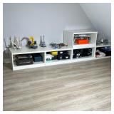 (5pc) SET OF FIVE WHITE LAMINATE MODULAR SHELVING UNITS | The set consists of five modular storage u