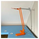 PABLO DESIGNS ORANGE ADJUSTABLE LED DESK LAMP | Orange painted metal adjustable desk lamp with dual 