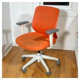 POPPIN ORANGE MAX TASK CHAIR |Orange mid-back Poppin Max task chair with upholstered fabric seat and