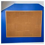 CORK BULLETIN BOARD WITH WOOD-TONE FRAME | Rectangular cork bulletin board with a continuous light-b