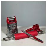 (4pc) ASSORTED KITCHENAID BAKING TOOLS INCLUDING BOX GRATER, SILICONE ROLLING PIN, RICER, ZESTER | A