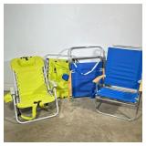 (4pc) RIO FOLDING ALUMINUM BEACH CHAIRS | Lot of four folding beach chairs with tubular aluminum fra