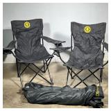 (4pc) BRUNSWICK SCHOOL FOLDING CAMP CHAIRS WITH CARRY BAGS, LOT OF 2 | Pair of black folding camping
