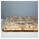(3pc) WOOD CUTTING BOARDS, END-GRAIN BUTCHER BLOCK AND HANDLED SERVING PLATTER | Set of three wooden