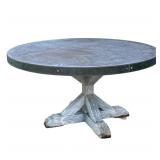 RESTORATION HARDWARE ROUND CONCRETE, ZINC & WOOD TRESTLE DINING TABLE (2 of 2) | The round tabletop 