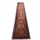 TURKISH HAND-KNOTTED WOOL RUNNER WITH GEOMETRIC PATTERN | Hand-knotted wool runner featuring a seque
