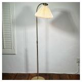 MID-CENTURY MODERN STYLE BRASS FLOOR LAMP WITH PLEATED SHADE | The floor lamp stands 58 inches tall 