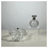ROYAL COPENHAGEN CRYSTAL BOWL AND CUT GLASS SCENT BOTTLE WITH REPOUSSE LID | One clear crystal bowl 