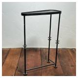 CONTEMPORARY WROUGHT METAL WEDGE-FORM DRINKS TABLE | This furniture piece is constructed from dark g