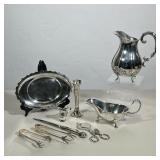 (9pc) ASSORTED STERLING AND SILVER-PLATED SERVING PIECES INCLUDING MEXICAN STERLING CREAMER | The co