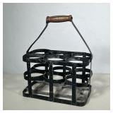 Vintage Wine Bottle Carrier For 6 Bottles | Wooden handle Dimensions: h. 16 x w. 8 x l. 13 in