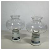(2pc) NIELS REFSGAARD FOR DANSK CERAMIC AND GLASS CANDLE LAMPS, PAIR | This pair of candle lamps fea