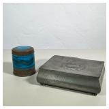 (2pc) ARTS & CRAFTS HAMMERED METAL BOX AND BITOSSI CERAMIC JAR | The lot consists of a rectangular h