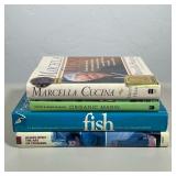 (4pc) COLLECTION OF FOUR HARDCOVER COOKBOOKS INCLUDING MARCELLA HAZAN AND JACQUES PEPIN | A group of