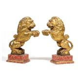 18th/19th C. GILTWOOD LIONS SALIENT ORNAMENTAL FIGURES