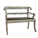 ANGLO-INDIAN REPOUSSÉ SILVER CLAD SETTEE WITH RAM HEAD FINIALS
