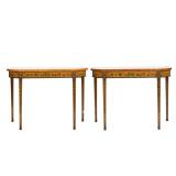 (2pc) PAIR OF SHERATON STYLE PAINT DECORATED SIDE TABLES