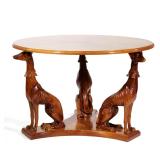 ART DECO STYLE "WHIPPET" CARVED MAHOGANY CENTRE TABLE