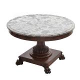 AMERICAN EMPIRE, NEW YORK, MARBLE TOP PEDESTAL CENTER TABLE