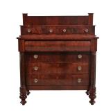 AMERICAN EMPIRE FLAME MAHOGANY CHEST OF DRAWERS
