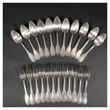 (23pc) HENRI LOUIS-CHENAILLER, 19th C. FRENCH STERLING SILVER FLATWARE
