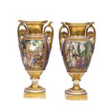 PAIR OF FRENCH SEVRES STYLE OLD PARIS PORCELAIN VASES
