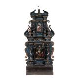 SPANISH COLONIAL SCHOOL (18TH/19TH CENTURY) CARVED WOOD ALTARPIECE