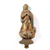 SPANISH COLONIAL SCHOOL (18TH CENTURY) POLYCHROME ESTOFADO RELIGIOUS CARVING